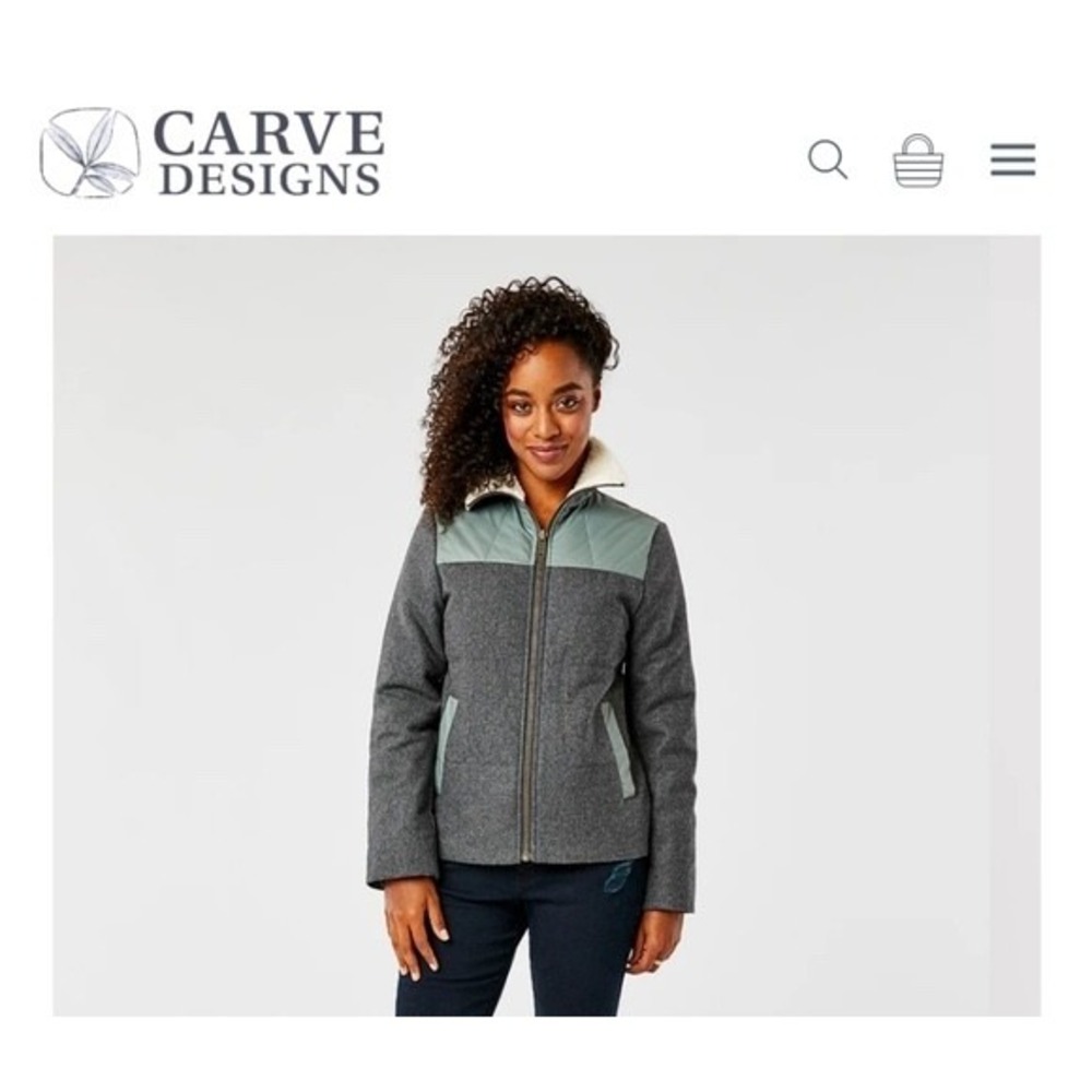 Carve Designs Zane Jacket Womens SM Gray Moss Down Insulated Zip Up‎ Winter Coat